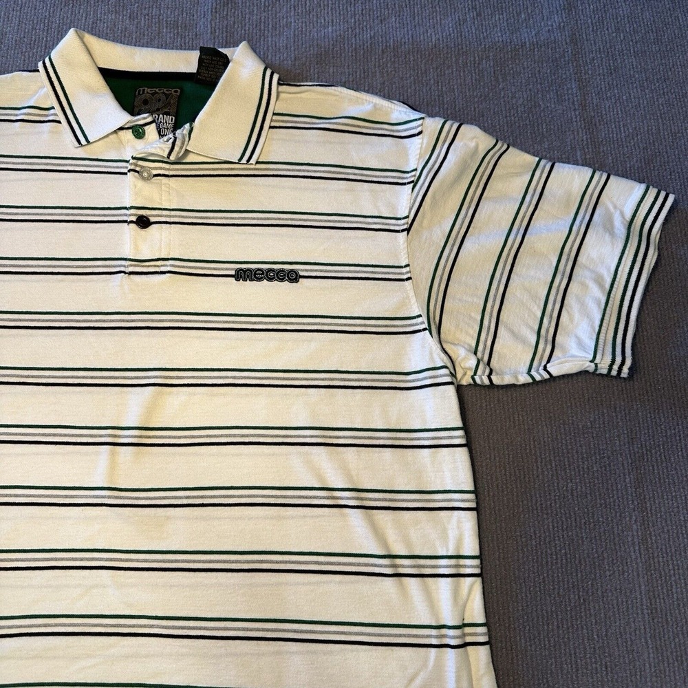 Vintage Mecca 1984‎ Men's Striped Short Sleeve Shirt Collared Large
